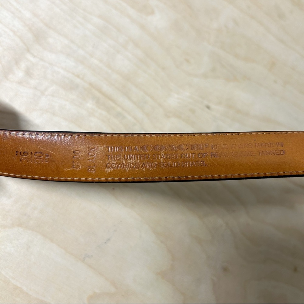 VTG COACH Black/Brown Tanned Cowhide Leather Belt #6600 Brass Buckle Sz 36”/90cm - Picture 7 of 11